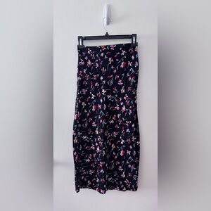 Madewell Black Floral Midi Skirt